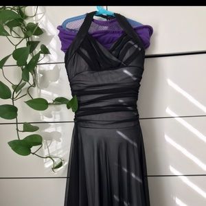 Backless Black dress with white flower detailing